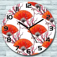 Coloray Wanduhr aus Glas Rund fi 30 Sakura rot und rosa Quarz Deko Schlafzimmer Büro