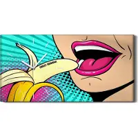 Coloray Wandbild Leinwand Bilder mit Uhr Geräuschlos 60x30 Gemälde Obst Banane Kunst - weiße Hände