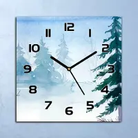 Coloray Wanduhr Echt-Glas-Küchenuhr Winter Wald Vintage Quarz 30x30 Deko Bilder