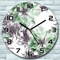 Coloray Wanduhr aus Glas Rund fi 30 grüne Blumen Quarz Deko Wohnzimmer Büro