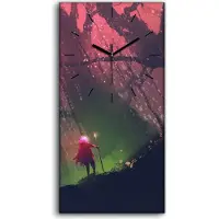 Coloray Dekor Leinwand Uhr Wandbilder 30x60 Kunst Mann mit Zauberstange Riesenbaum - schwarze Hände