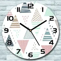 Coloray Wanduhr aus Glas Rund fi 30 Dreiecke weiß blau Quarz Deko Schlafzimmer Büro