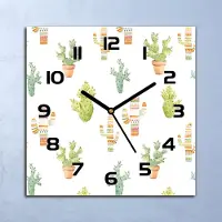 Coloray Wanduhr Echt-Glas-Küchenuhr Kakteen Boho Stil Quarz Lautlos 30x30 Deko Bilder