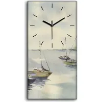 Coloray Dekor Leinwand Uhr Wandbilder Geräuschlos 30x60 Wasser boote Landschafts - schwarze Hände