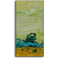 Coloray Wohnzimmer-Bild Leinwand Uhr Geräuschlos Kunstdruck 30x60 Der rote Weinberg - weiße Hände