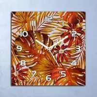 Coloray Deko Glasuhr Wanduhr 30x30 Feurige Blumen Quarz Küchenuhr Bürouhr