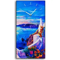 Coloray Dekor Leinwand Uhr Wandbilder Geräuschlos 30x60 Haus Blume Boot Meer Landschafts - weiße Hände