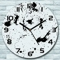 Coloray Wanduhr aus Glas Rund fi 30 weiß und schwarz Quarz Deko Schlafzimmer Büro