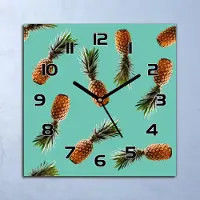 Coloray Wanduhr Echt-Glas-Küchenuhr Tropische Ananas Quarz Lautlos 30x30 Deko Bilder