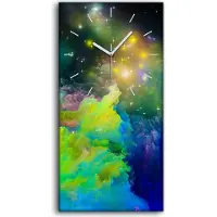 Coloray Wandbild Leinwand Bilder mit Uhr 30x60 Kunst groß Virtuelle bemalte Welt - weiße Hände