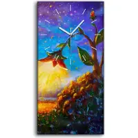 Coloray Wanduhr Uhr Wandbild Leinwand 30x60 Blume kleines Mädchen und Frau Märchen - weiße Hände