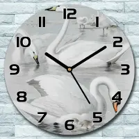 Coloray Wanduhr aus Glas Rund fi 30 Schwänze Malerei Quarz Deko Schlafzimmer Büro