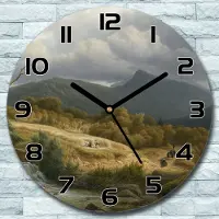 Coloray Wanduhr aus Glas Rund fi 30 Landschaftsmalerei Quarz Deko Schlafzimmer Büro
