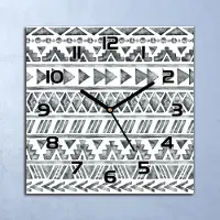 Coloray Wanduhr Echt-Glas-Küchenuhr Ethnisches Muster Quarz Lautlos 30x30 Deko Bilder