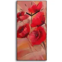 Coloray Dekor Leinwand Uhr Wandbilder Geräuschlos 30x60 Gemälde Blumen Mohnblumen Kunst - schwarze Hände