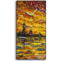 Coloray Dekor Leinwand Uhr Wandbilder 30x60 Ölgemälde Abstrakte Sonnenuntergang - weiße Hände