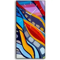 Coloray Wanduhr Bürouhr Leinwand Bild Geräuschlos 30x60 Bild Abstrakte Textur Acrylfarbe - weiße Hände