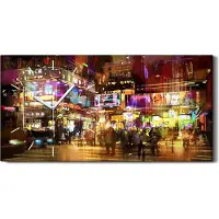 Coloray Dekor Leinwand Uhr Wandbilder 60x30 Kunst bunte Gemälde der Nachtstraße - weiße Hände