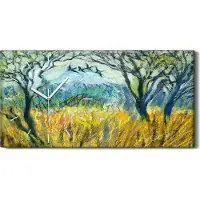 Coloray Wanduhr Uhr Wandbild Leinwand Geräuschlos 60x30 Holzkante mit fliegenden Vögeln - weiße Hände