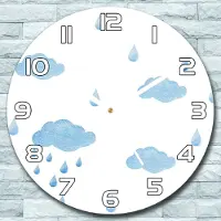 Coloray Wanduhr aus Glas Rund fi 30 Pastell Regenwolken Quarz Deko Wohnzimmer Büro