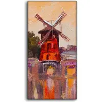 Coloray Küchenuhr Bürouhr Leinwand Uhr 30x60 Gemälde Stadtbild Moulin Rouge Paris - weiße Hände
