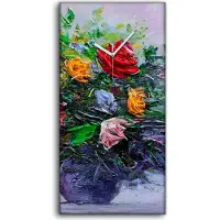 Coloray Wandbild Leinwand Bilder mit Uhr Geräuschlos 30x60 Malerei Kunst Blumen - weiße Hände