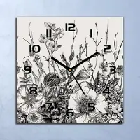 Coloray Wanduhr Echt-Glas-Küchenuhr Wiese schwarz Natur Quarz 30x30 Deko Bilder