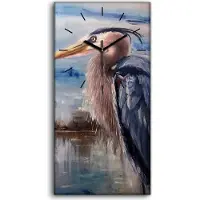 Coloray Wohnzimmer-Bild Leinwand Uhr Geräuschlos 30x60 Malerei Tier Vogel Kunst - schwarze Hände