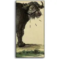 Coloray Wandbild Leinwand Bilder mit Uhr 30x60 Kunst des Zeichnens von Büffel Tiere - schwarze Hände