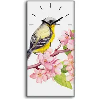 Coloray Leinwand Uhr Küche Wohnzimmer Bild 30x60 Gemälde Abstrakte Tier Vogel Blumen - schwarze Hände