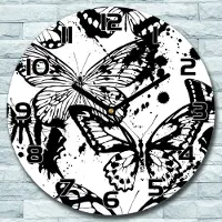 Coloray Wanduhr aus Glas Rund fi 30 Schmetterlinge Kunst Quarz Deko Schlafzimmer Büro
