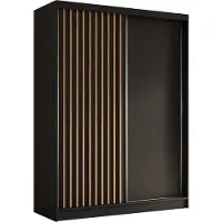 AGMAT-FURNITURE AGMAT Schwebetürenschrank Nevada, Kleiderschrank mit 2 Türen, Moderne Garderobe in Farbe: Schwarz, Schrank in Größe: 160 x 216 x 61 cm