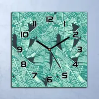 Coloray Wanduhr Echt-Glas-Küchenuhr Exotische Palmen Quarz Lautlos 30x30 Deko Bilder