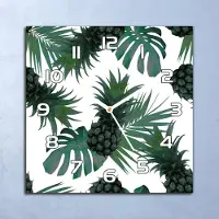 Coloray Deko Glasuhr Wanduhr 30x30 Grüne Ananas Quarz Küchenuhr Bürouhr