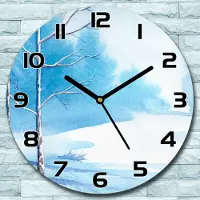 Coloray Wanduhr aus Glas Rund fi 30 Winterlandschaft Quarz Deko Schlafzimmer Büro
