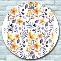 Coloray Wanduhr aus Glas Rund fi 30 Beeren Gelbe Blumen Quarz Deko Wohnzimmer Büro