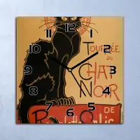 Coloray Wanduhr Echt-Glas-Küchenuhr Chat Noir Kunst Quarz Lautlos 30x30 Deko Bilder
