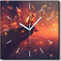 Coloray Uhr auf Leinwand 30x30 cm Wand Uhr Dekoration Wohnzimmer Segeltuch weiße Zeiger -Astronaut Klif.