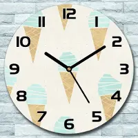 Coloray Wanduhr aus Glas Rund fi 30 Eiscreme-Kegel Quarz Deko Schlafzimmer Büro