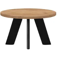 Dekori.Interiors Runder Couchtisch Schwarz LEX 60 cm, Eiche Craft Golden mit schrägen massiven Buchenholzbeinen – minimalistisch, zeitlos