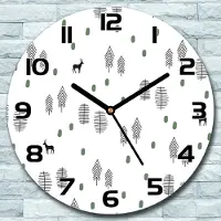 Coloray Wanduhr aus Glas Rund fi 30 Hirsch Wald Minimalistisch Deko Schlafzimmer Büro