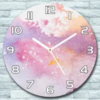 Coloray Wanduhr aus Glas Rund fi 30 Abstraktion Flecken Quarz Deko Schlafzimmer Büro