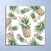 Coloray Deko Glasuhr Wanduhr 30x30 Fallende Ananas Quarz Küchenuhr Bürouhr