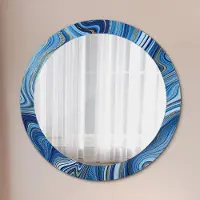 Coloray Spiegel - Mirror zum Wandspiegel Schlafzimmer – Schminkspiegel- blau Marmorierung- Ø80cm