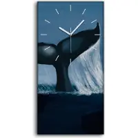 Coloray Wandbild Leinwand Bilder mit Uhr Geräuschlos 30x60 Tierischer Meer Wal - weiße Hände