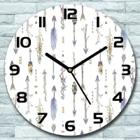 Coloray Wanduhr aus Glas Rund fi 30 Boho Pfeile blau grün Quarz Deko Schlafzimmer Büro