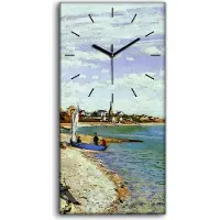 Coloray Wandbild Leinwand Bilder mit Uhr Geräuschlos 30x60 Regatta in Sainte Adresse - schwarze Hände