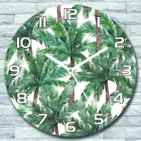 Coloray Wanduhr aus Glas Rund fi 30 Palme Blume Blume Quarz Deko Schlafzimmer Büro