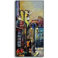 Coloray Leinwand Wanduhr Wandkunst Uhr Quarz 30x60 Gemälde Budapest Straße gebäude Stadt - weiße Hände