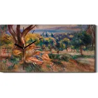 Coloray Wohnzimmer-Bild Leinwand Uhr 60x30 Malerei Wald Bäume Landschaft Kunst - schwarze Hände